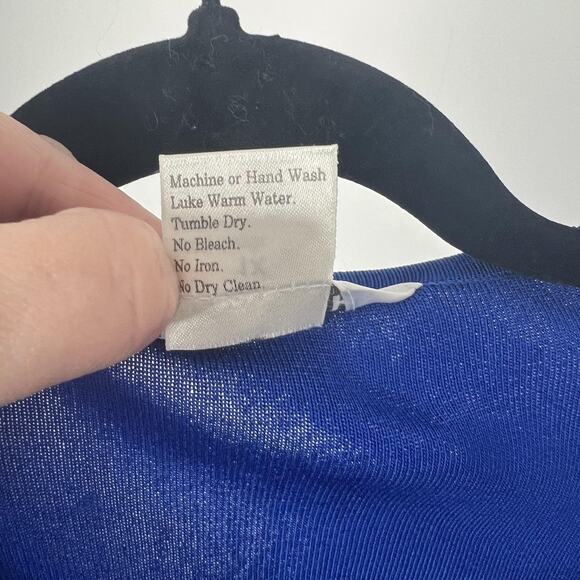 Misook Vest Womens 1X Blue Longline Open Front Duster Knit Pockets Sleeveless - Picture 4 of 10